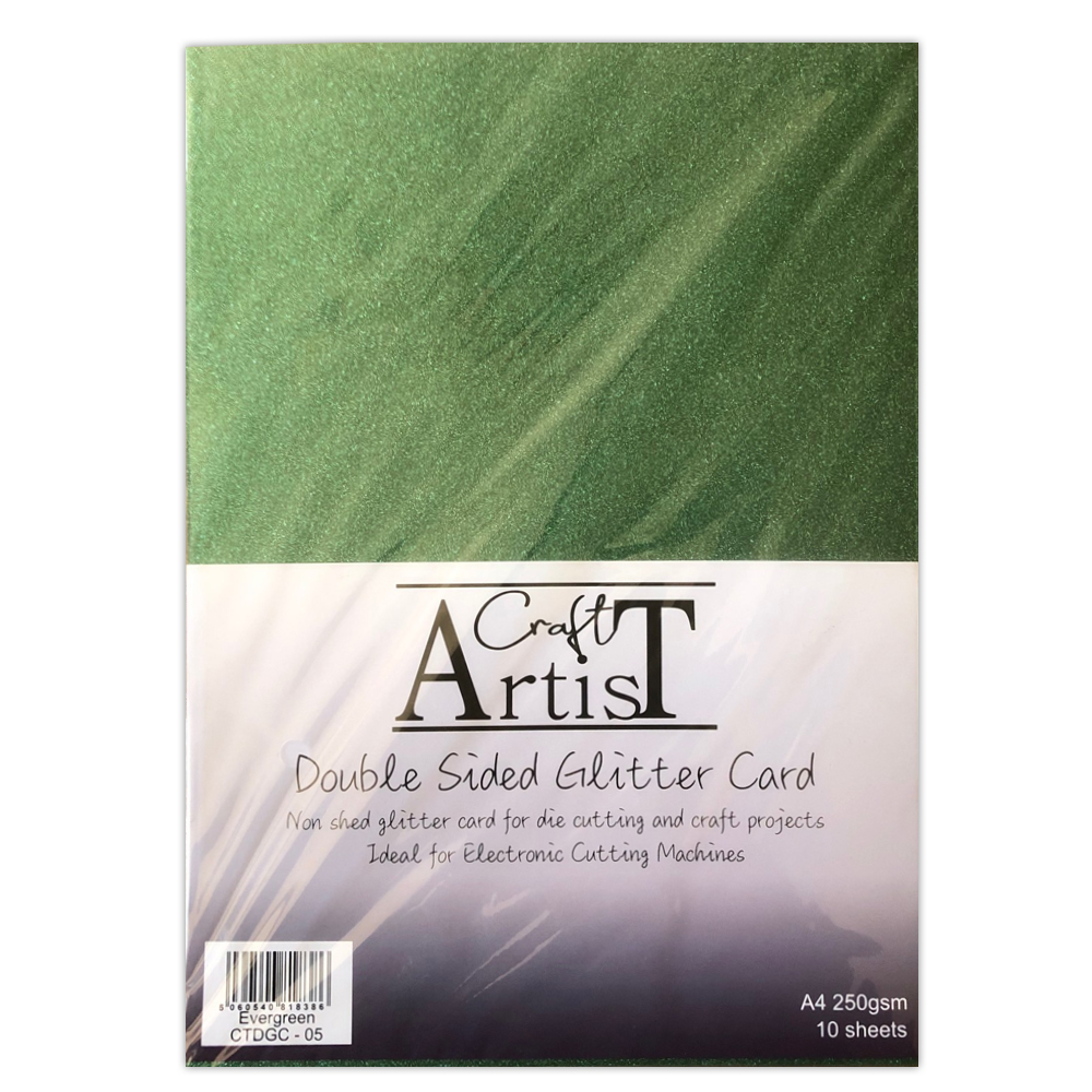 Craft Artist A4 Double Sided Glitter Card - Evergreen