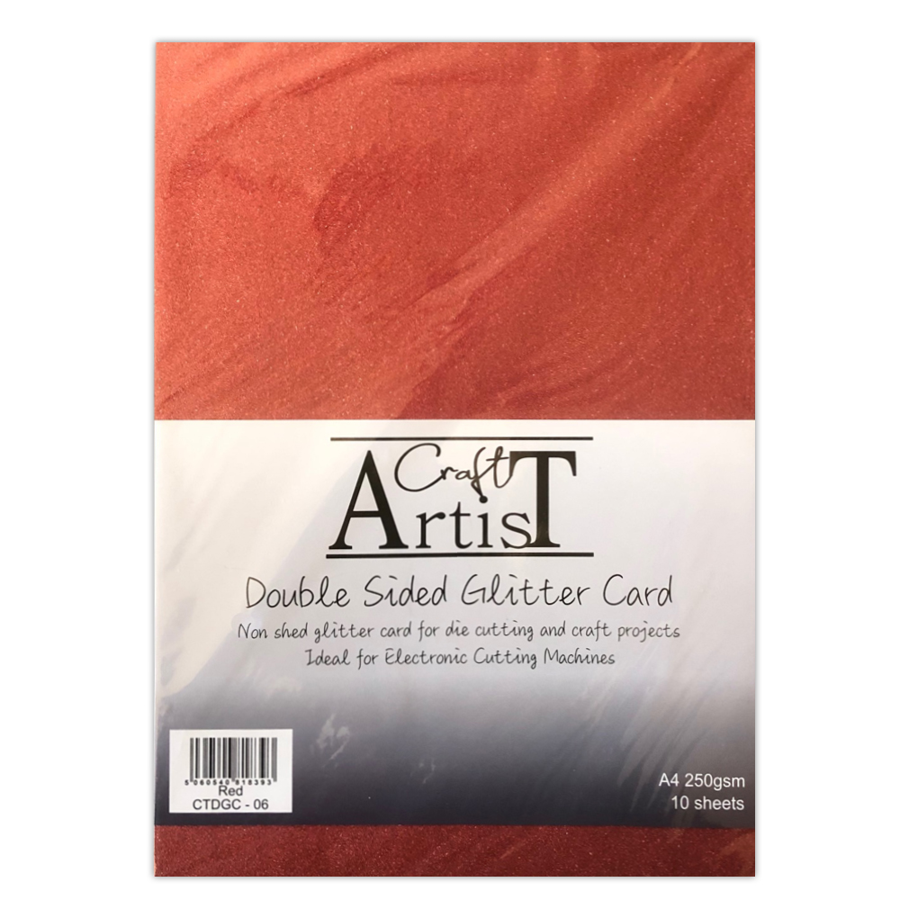 Craft Artist A4 Double Sided Glitter Card - Red