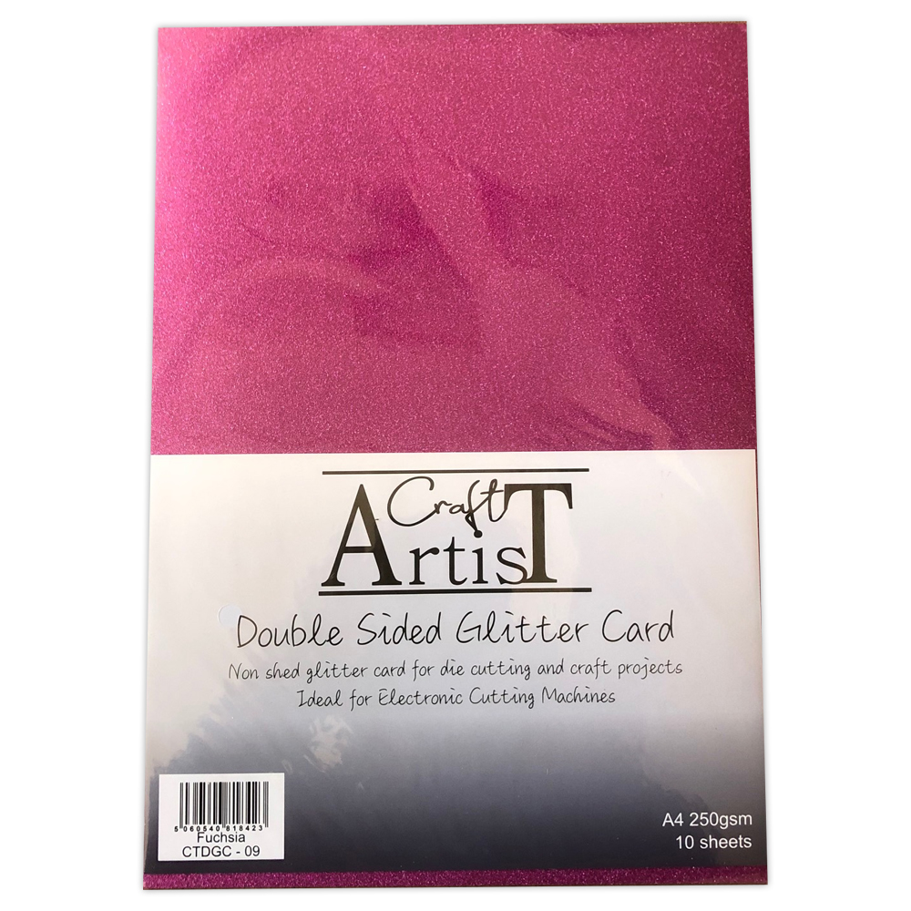 Craft Artist A4 Double Sided Glitter Card - Fuchsia