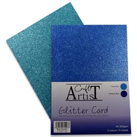 Craft Artist A4 Glitter Card - Blue Shades