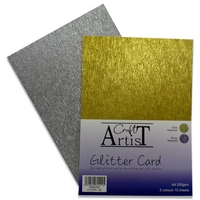 Craft Artist A4 Glitter Card - Golder & Silver Waterfall