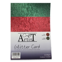 Craft Artist A4 Glitter Card - Festive Waterfall