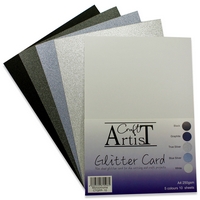 Craft Artist A4 Glitter Card - Monochrome