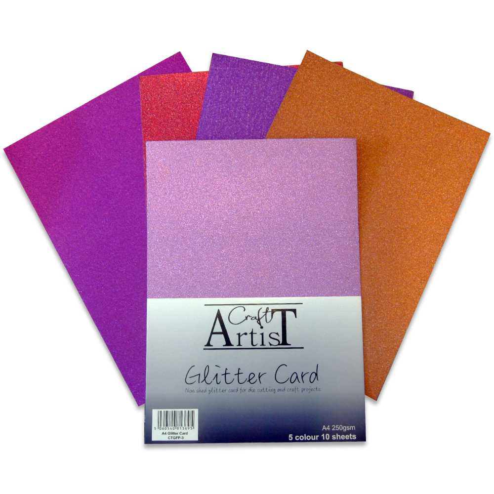 Craft Artist A4 Glitter Card - Warm Tones