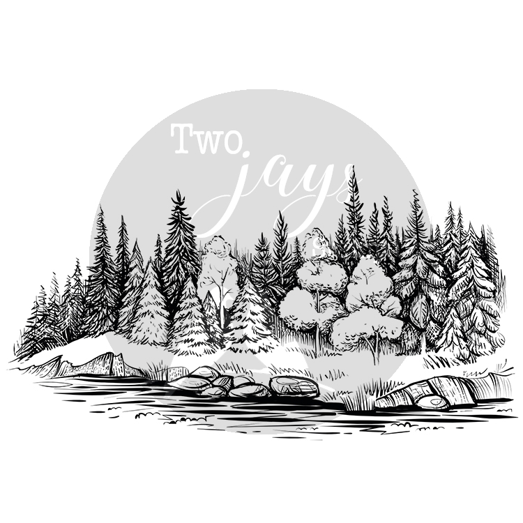 Two Jays Clear Stamp - Tree Line