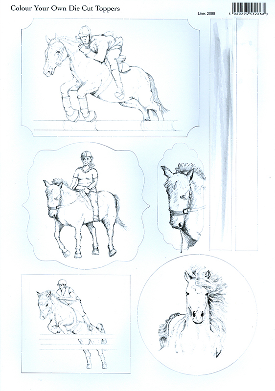 A4 Card Toppers Colour Your Own - Horse Riding