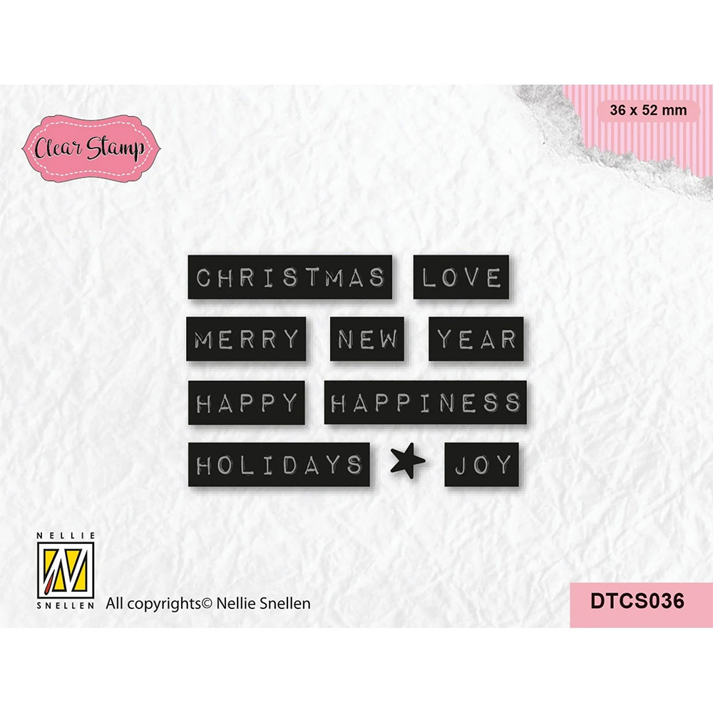 Nellie Snellen Text Clear Stamp - Christmas Love Typed