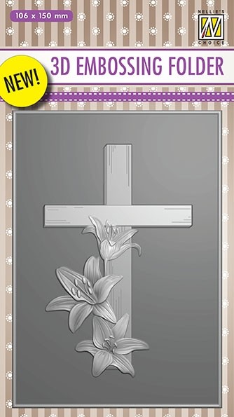 Nellie Snellen 3D Embossing Folder - Cross with lilies 