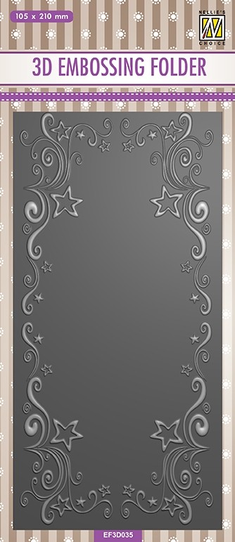 Nellie Snellen 3D Embossing Folder Slimline - Curls-Stars Frame