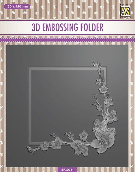 Nellie Snellen 3D Embossing Folder Square Frame - Blossom