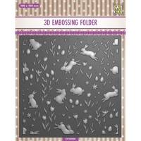 Nellie Snellen 3D Embossing Folder - Background Rabbits & Tulips