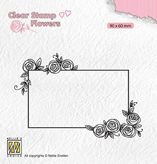 Nellie Snellen Clear Stamp Flowers - Rectangle Frame with Roses