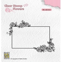 Nellie Snellen Clear Stamp Flowers - Rectangle Frame with Roses