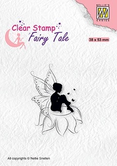 Nellie Snellen Clear Stamp Fairy Tale - Elf Sitting on Flower