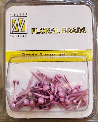 Nellie Snellen Floral Glitter Brads - Pink