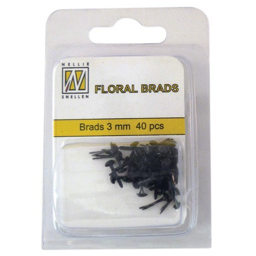 Nellie Snellen Floral Glitter Brads - Black/Black