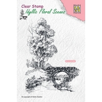 Nellie Snellen Clear Stamp Idyllic Floral Scenes - With Stream and Bridge