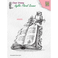 Nellie Snellen Clear Stamp Idyllic Floral Scenes - Book with Owl