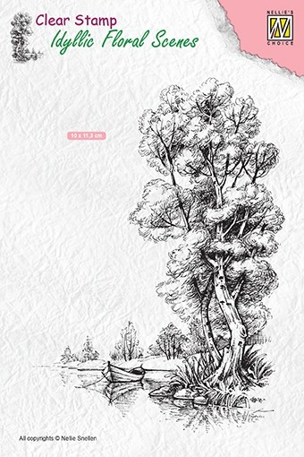 Nellie Snellen Clear Stamp Idyllic Floral Scenes - Tree with Boat