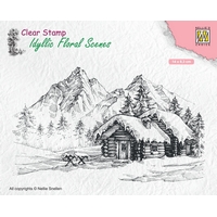 Nellie Snellen Clear Stamp Idyllic Floral Scenes - Snowy Landscape with Cottage