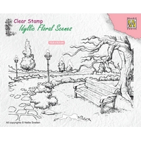Nellie Snellen Clear Stamp Idyllic Floral Scenes - Wintery Park with Bench