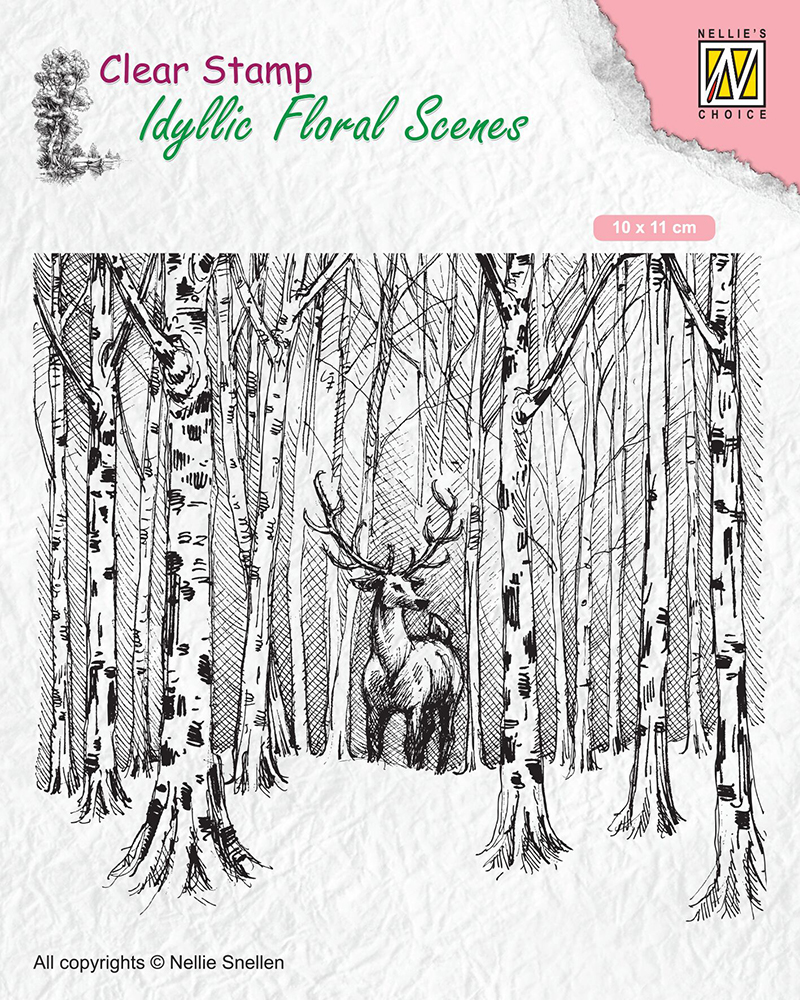 Nellie Snellen Clear Stamp Idyllic Floral Scenes - Deer in Forest