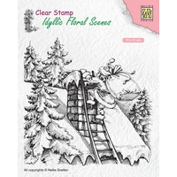 Nellie Snellen Clear Stamp Idyllic Floral Scenes - Santa Claus at Work