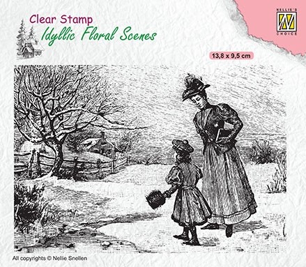 Nellie Snellen Clear Stamp Idyllic Floral Scenes - Vintage Wintery Scene