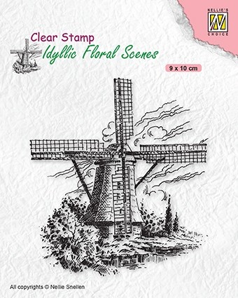 Nellie Snellen Clear Stamp Idyllic Floral Scenes - Wind-mill