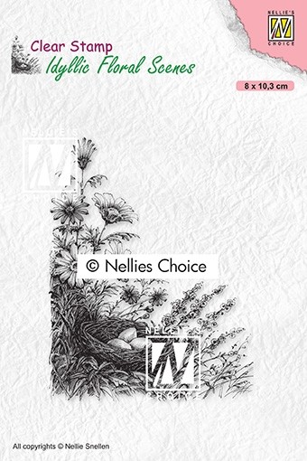Nellie Snellen Clear Stamp Idyllic Floral Scenes - Birdnest