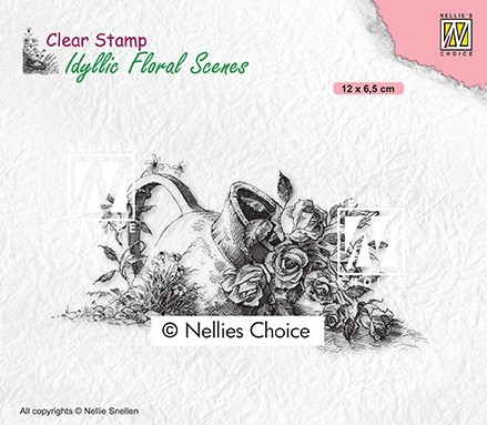 Nellie Snellen Clear Stamp Idyllic Floral Scenes - Vase with roses