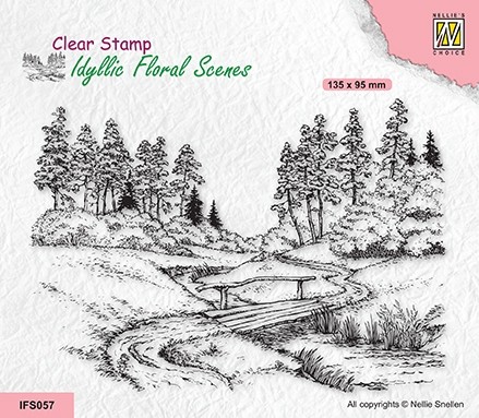 Nellie Snellen Clear Stamp Idyllic Floral Scenes - Stream with Bridge