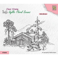 Nellie Snellen Clear Stamp Idyllic Floral Scenes - Wintery Scene with House and Trees