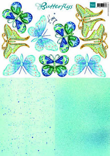 3D Paper - Turquoise Butterflies