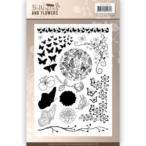 Jeanines Art Classic Butterflies and Flowers Clear Stamp