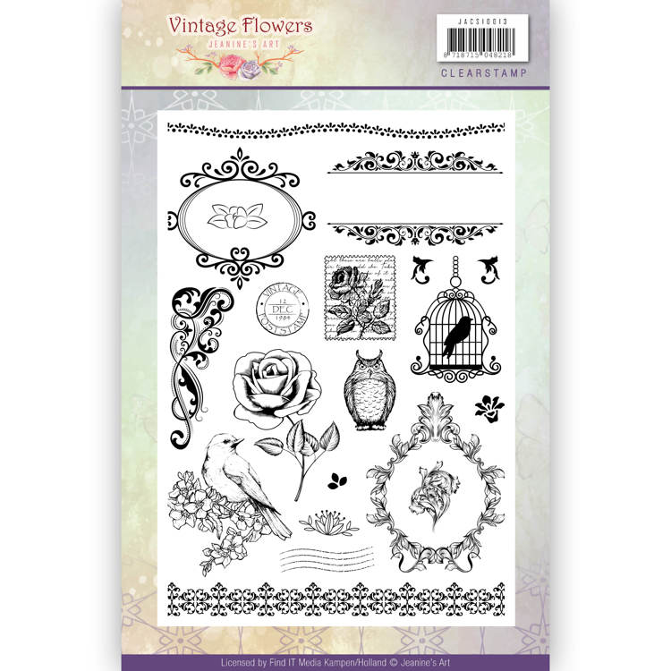 Jeanine's Art Vintage Flowers Clear Stamp