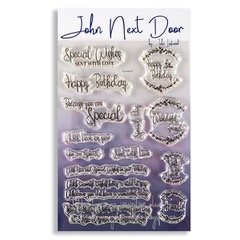 John Next Door Clear Stamp Ribbon Tag Sentiments