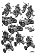 Monochrome Die Cut 3D Card - Motorcycles (10 Sheets)