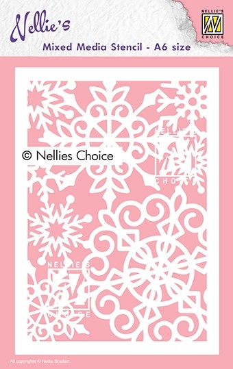 Nellie Snellen Mixed Media Stencil A6 - Large Snowflakes