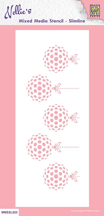 Nellie Snellen Mixed Media Slim Line Stencil - Xmas Baubles