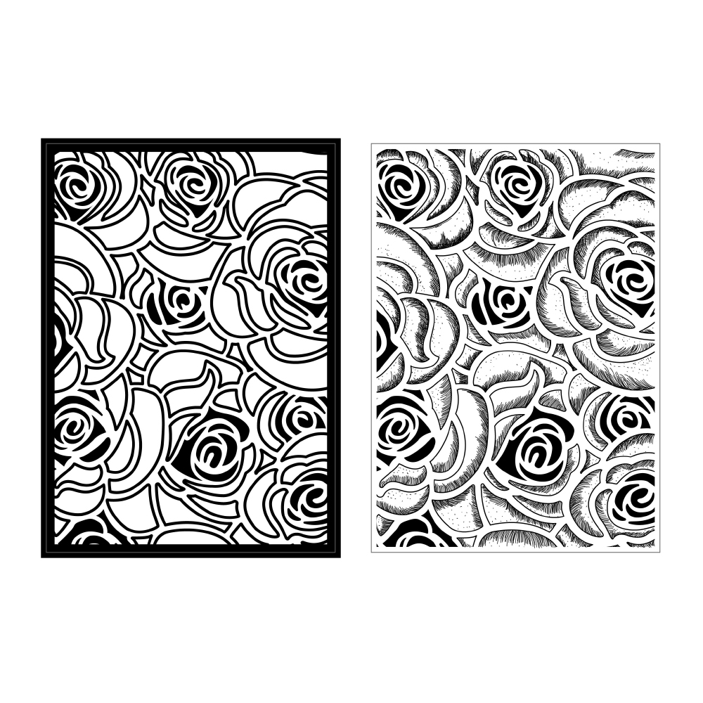 Presscut A6 Embossing Folder and Clear Stamp - Roses In Bloom