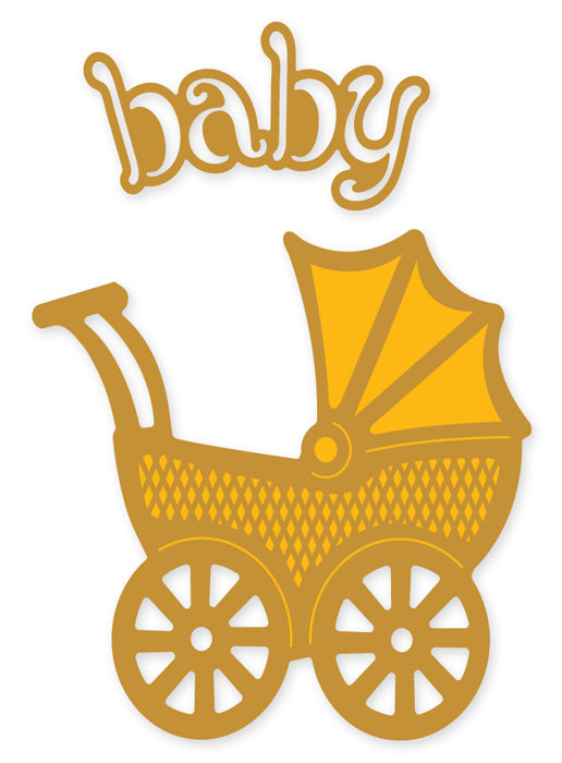 Presscut Cutting and Embossing Stencils - Baby Pram (2pcs)