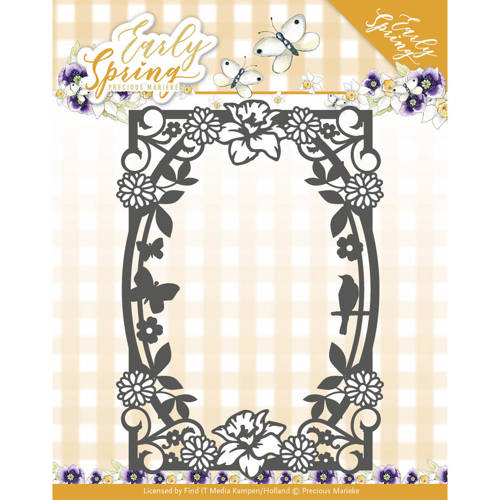 Precious Marieke Early Spring Cutting Die - Spring Flowers Rectangle Frame