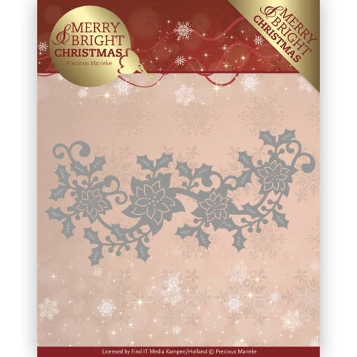 Precious Marieke Merry and Bright Christmas Cutting Die - Poinsettia Border