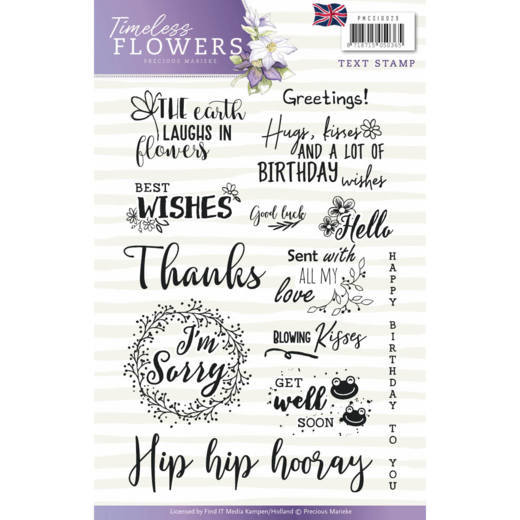 Precious Marieke Timeless Flowers Clear Stamp Text