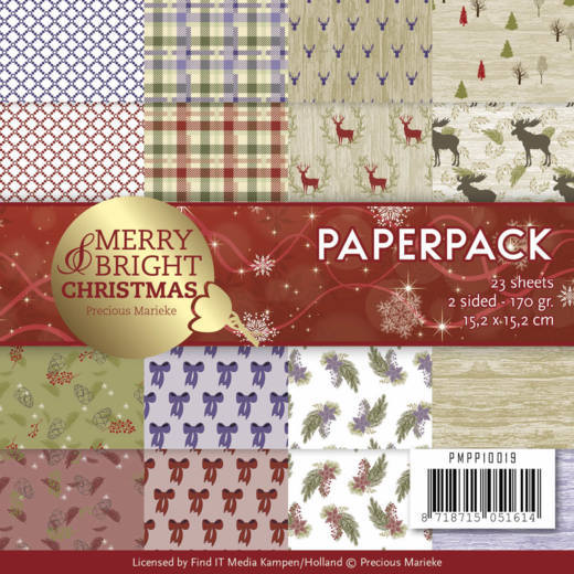 Precious Marieke Merry and Bright Christmas Paper Pack 6