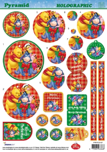 Pyramid Holographic 3D - Disney Pooh & Friends Christmas (10 Sheets) NOW HALF PRICE
