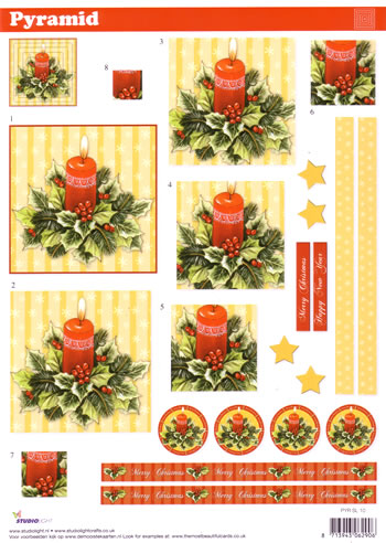 Twisted Pyramid 3D - Christmas Candles (10 Sheets) NOW HALF PRICE