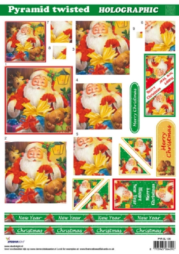 Pyramid Twisted Holographic 3D - Christmas Santa (10 Sheets) NOW HALF PRICE