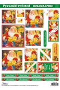 Pyramid Twisted Holographic 3D - Christmas Santa (10 Sheets) NOW HALF PRICE